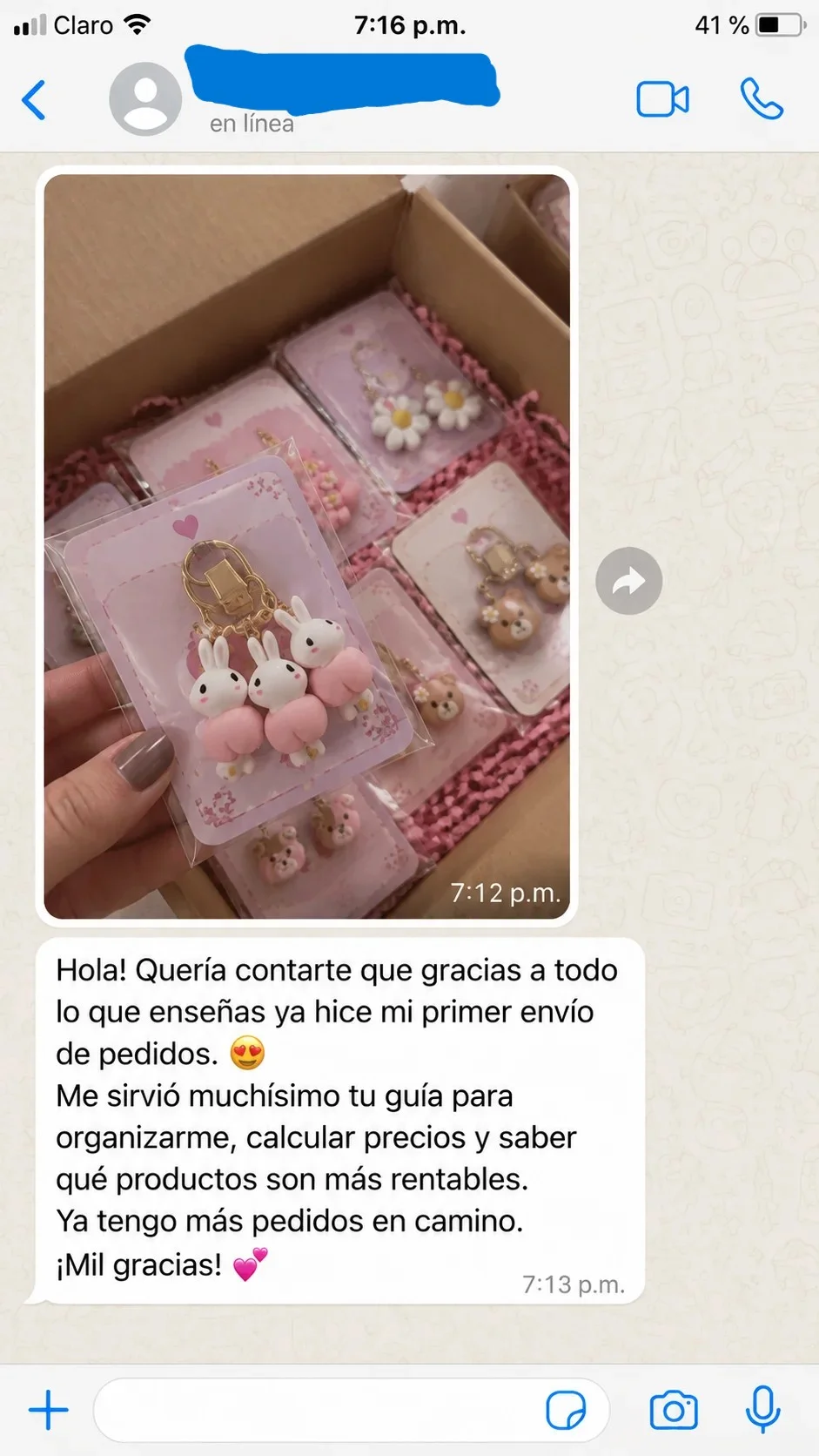 Captura real de conversación de WhatsApp, testimonio 2 de 5