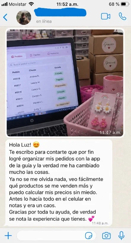 Captura real de conversación de WhatsApp, testimonio 4 de 5